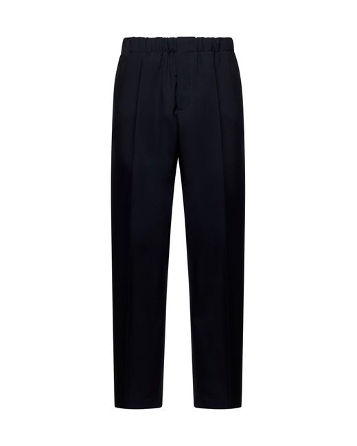 Jil Sander Blue Gabardine Tapered Trousers for men