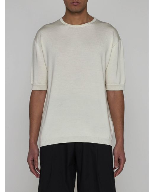 Lardini White Wool, Silk And Cashmere Sweater for men