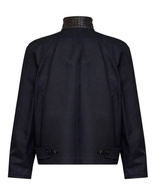 Bottega Veneta Blue Midnight Cotton Gabardine Harrington Jacket for men