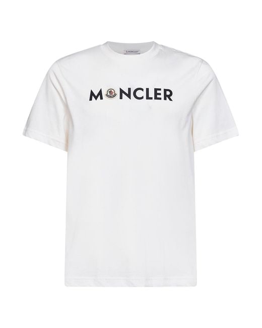 Moncler White Cotton Jersey Logoed T-Shirt for men