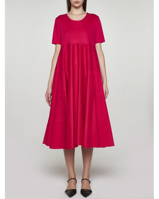 Blanca Vita Pink Arabide Cotton-blend Midi Dress