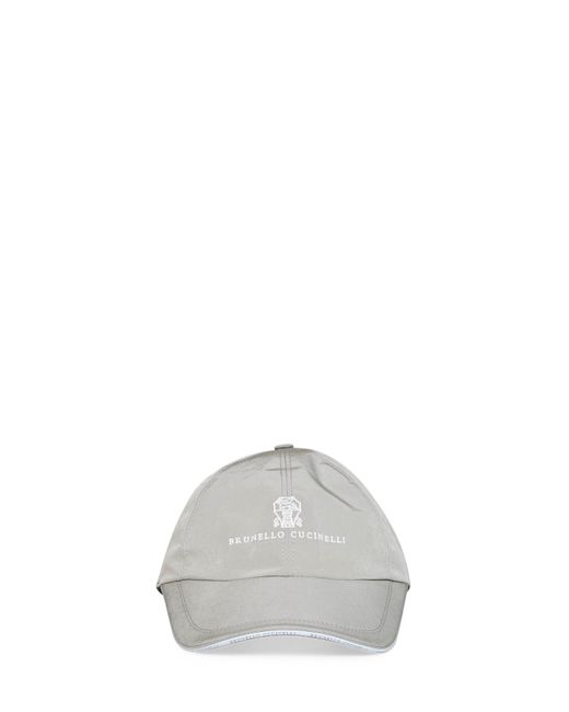 Brunello Cucinelli White Baseball Cap Bonded Nylon for men