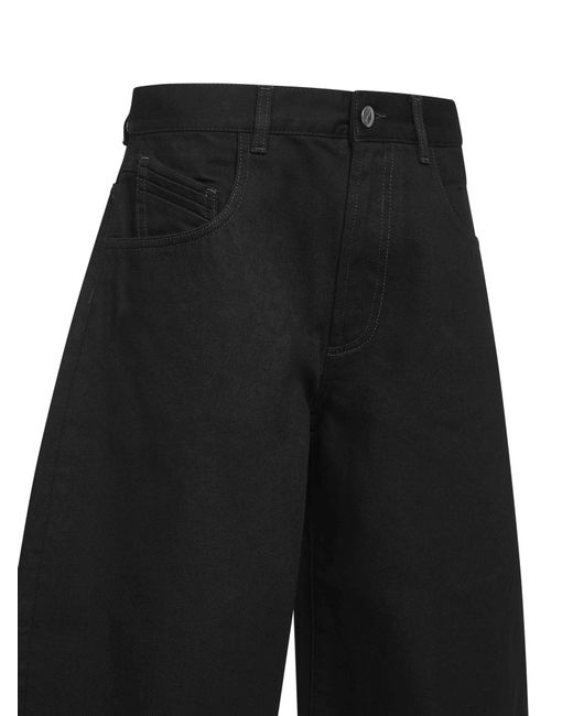 The Attico Black Washed Denim Wide Cropped Jeans