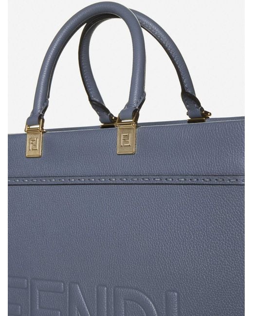 Fendi Blue Sunshine Leather Medium Tote Bag