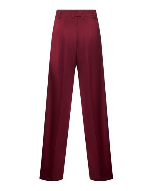 Blanca Vita Red Burgundy Satin Plettro Palazzo Trousers
