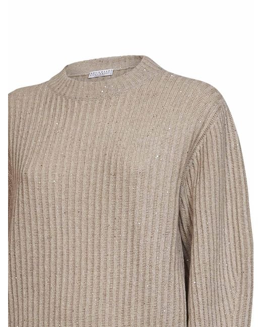 Brunello Cucinelli Natural Sparkling & Dazzling Sweater