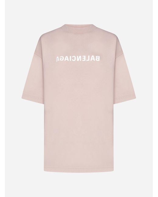 Balenciaga Pink Logo Cotton T-Shirt