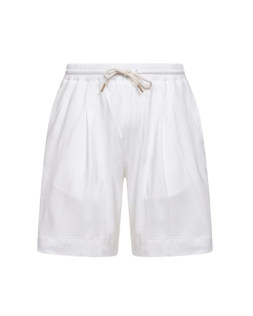 D 40 White Cotton Jersey Bermuda Shorts With Pleat for men