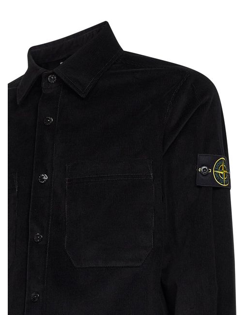 Stone Island Black Overshirt Micro-Corduroy for men