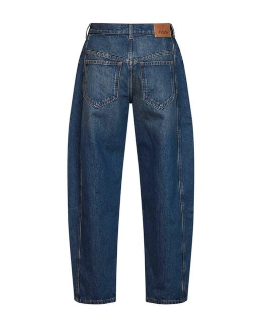Isabel Marant Blue Faded Cotton Denim Oriane Barrel Jeans