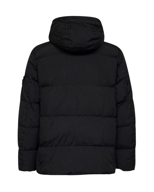 Stone Island Black Crinkle Reps Ny Hooded Down Jacket<Br for men