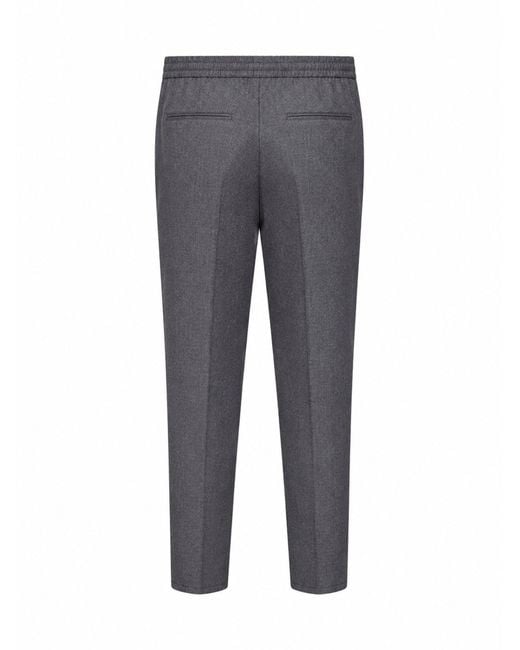 Brunello Cucinelli Gray Drawstring Trousers Medium Virgin Wool for men