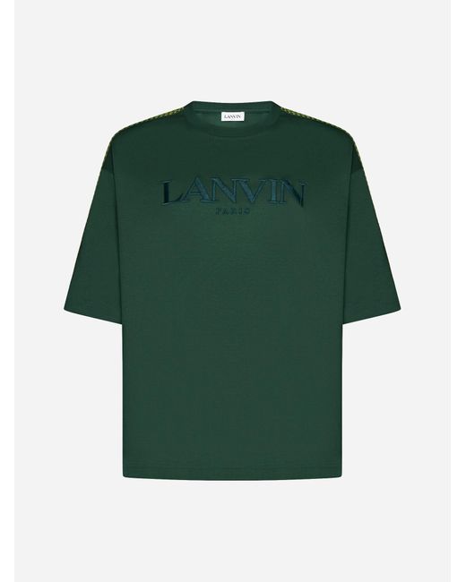 Lanvin Green Curb Logo Cotton T-shirt for men