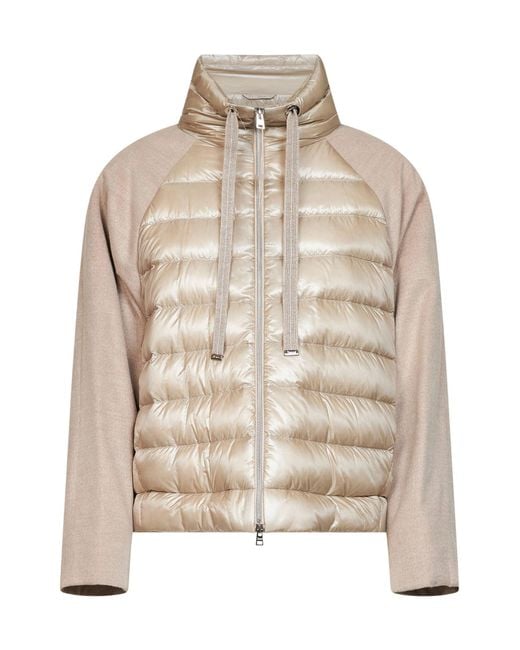 Herno Resort Natural Chantilly Flannel And Ultralight Nylon Resort Jacket
