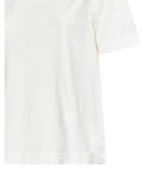 Burberry White Chalk Cotton T-Shirt With Check Ties