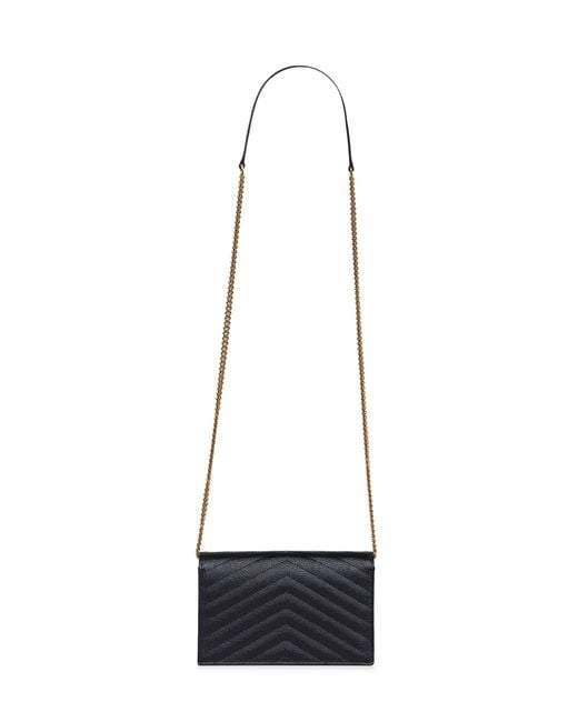 Saint Laurent White Cassandre Classic Envelope Clutch With Chain Shoulde Strap