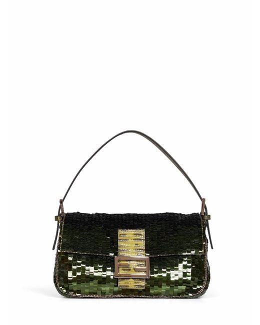 Fendi Green Military Baguette 26424 Shoulder Bag