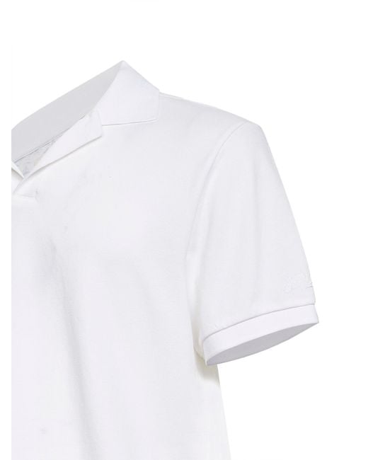 Mc2 Saint Barth White Stretch Cotton Piquet Charles Buttonless Polo Shirt for men
