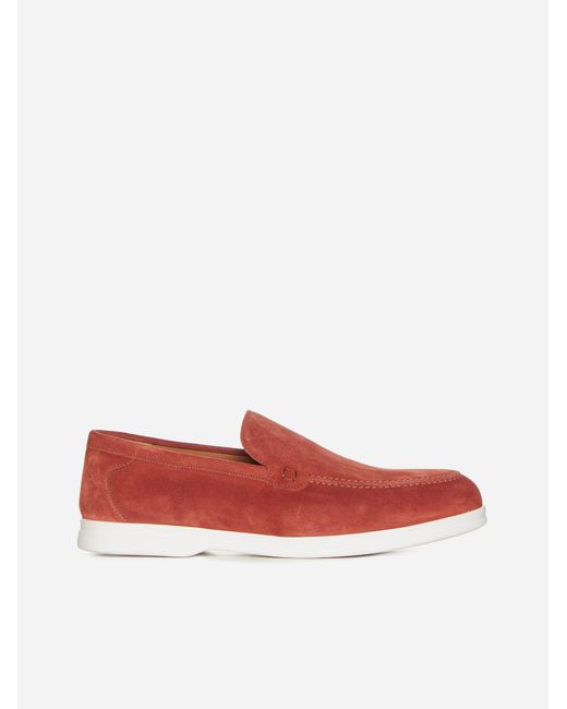 Doucal's Red Adler Suede Loafers for men