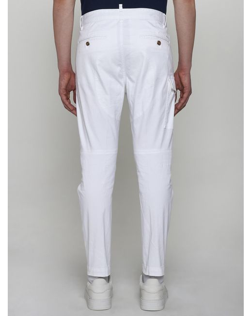 DSquared² White Sexy Cotton Cargo Trousers for men