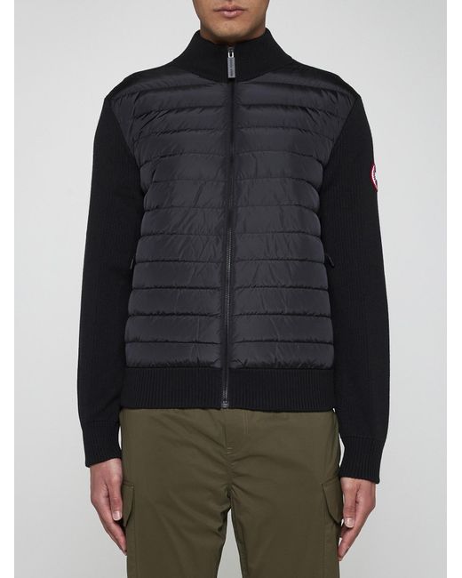Canada Goose Black Hybridge Wool And Quilted Nylon Jacket for men