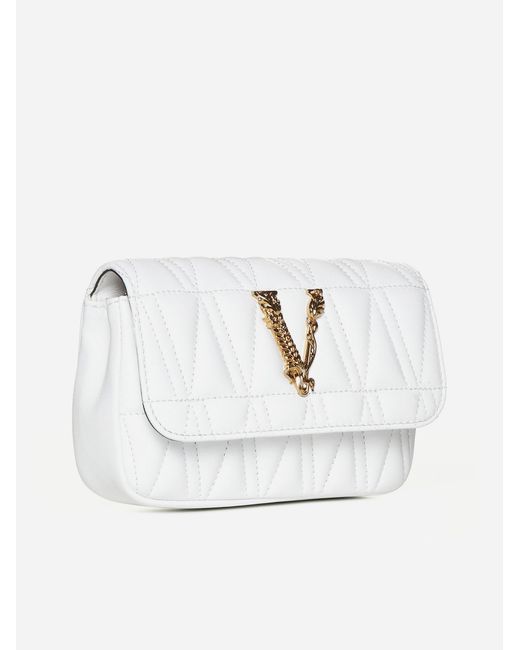 Versace White Virtus Quilted Leather Mini Bag