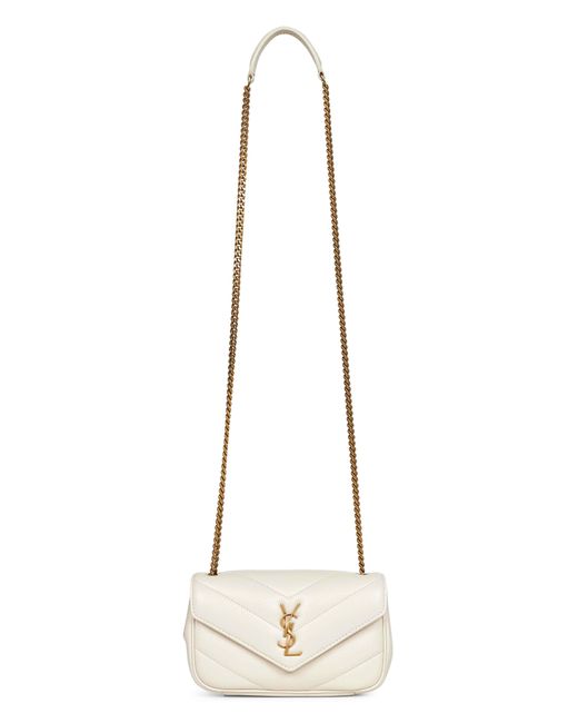 Borsa A Tracolla Loulou Mini di Saint Laurent in Natural
