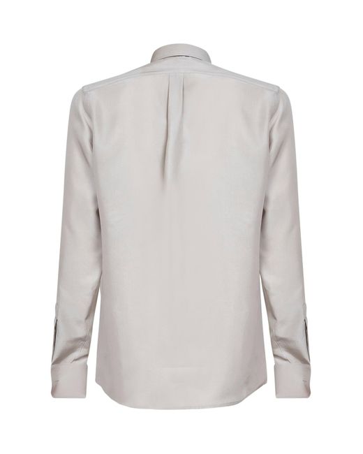 Dolce & Gabbana White Light Grae Silk Crepe De Chine Martini Shirt for men