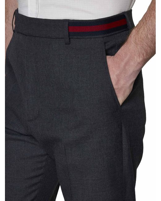 Gucci Blue Wool-Blend Trousers for men