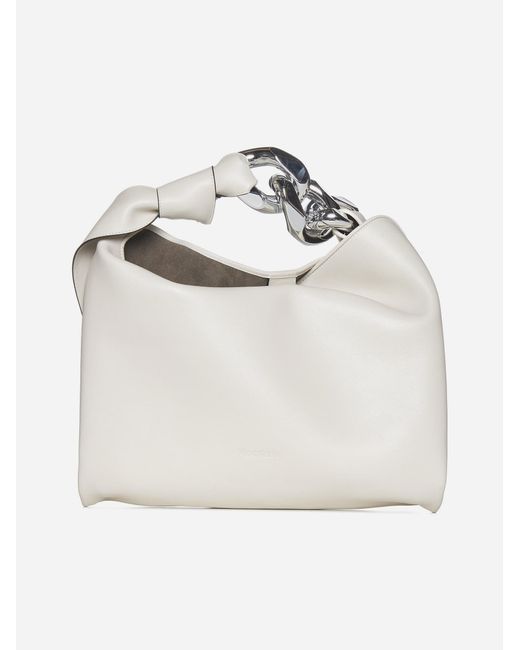 J.W. Anderson White Chain Small Leather Hobo Bag