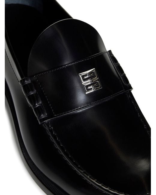 Givenchy Black 4G Plaque Leather Loafers for men