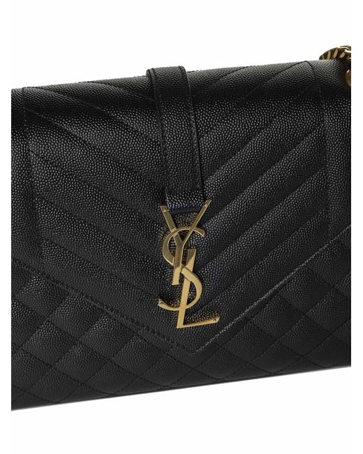 Saint Laurent Black Envelope Quilted Leather Medium Bag