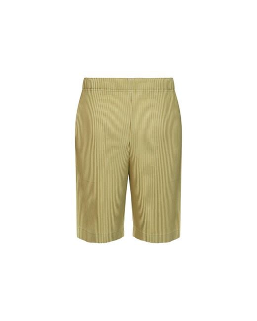 Homme Plissé Issey Miyake Green Bermuda Pleated Shorts Agave Cream for men