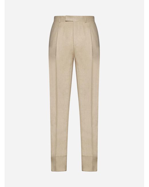 Zegna Natural Wool And Linen Trousers for men