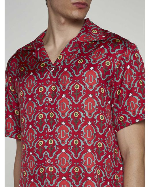 Drole de Monsieur Red Ornements Viscose Shirt for men