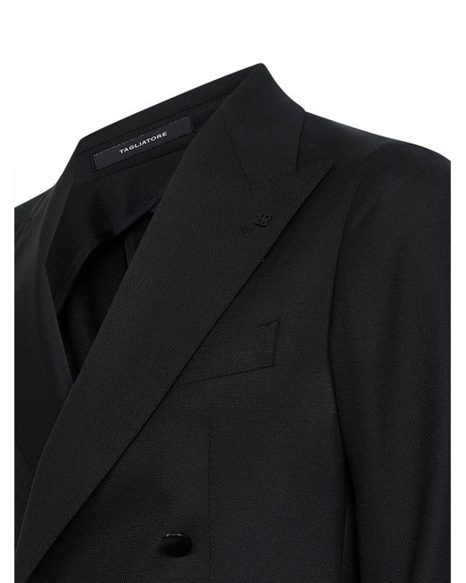 Tagliatore Blue Stretch Virgin Wool Montecarlo Double-Breasted Blazer for men
