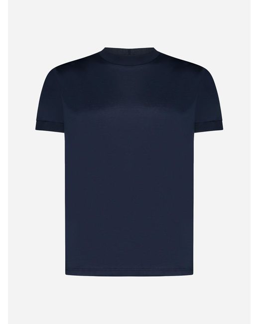 Tagliatore Blue Lisle Cotton T-shirt for men