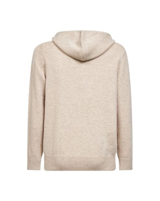 Mc2 Saint Barth Natural Wool Blend Knit Wood Hoodie for men