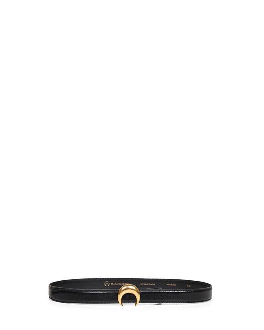 MARINE SERRE White Shiny Calf Leather Moon Medium Belt
