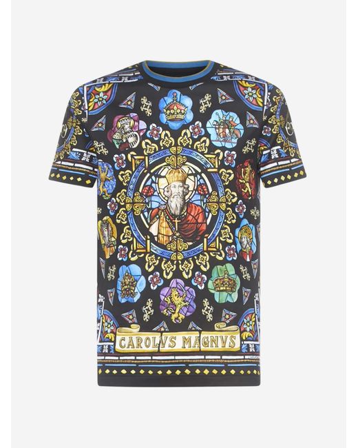 T-shirt in cotone stampa Carlo Magno da Uomo di Dolce & Gabbana in Blu |  Lyst