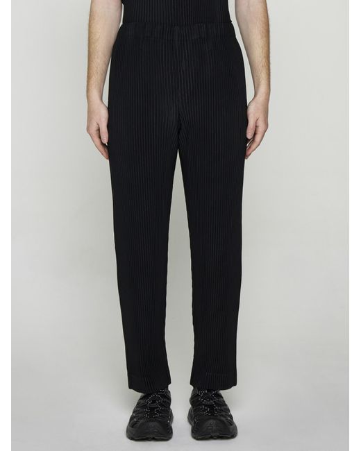Homme Plissé Issey Miyake Black Pleated Fabric Trousers for men