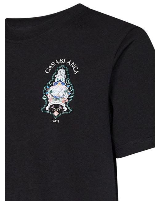 Casablanca Black Cotton Jersey Hotel Emblem T-Shirt for men