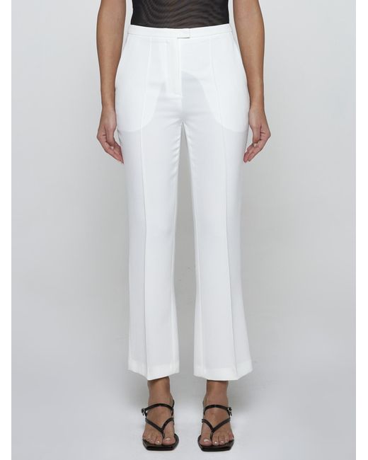 Blanca Vita White Pleomele Topstitching-detail Trousers