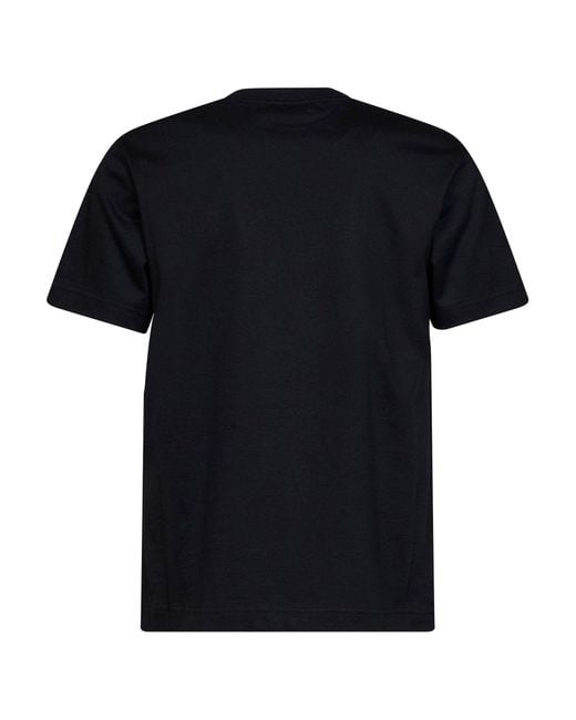 Burberry Black Cotton T-Shirt With Knight Patch for men