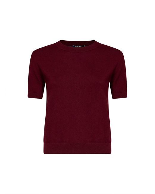 Max Mara Red Burgundy Knit Smmgiulietta Basic Top