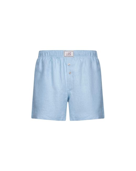 HANDLE WITH FREEDOM X HOLY CAFTAN Blue Sky Linen Libera Marina Boxer-Style Shorts for men