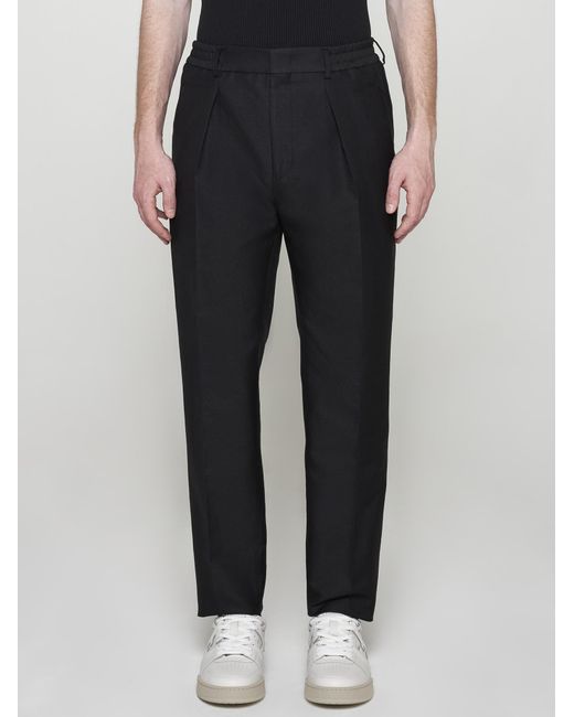 Fendi Black Stretch Cotton-blend Trousers for men