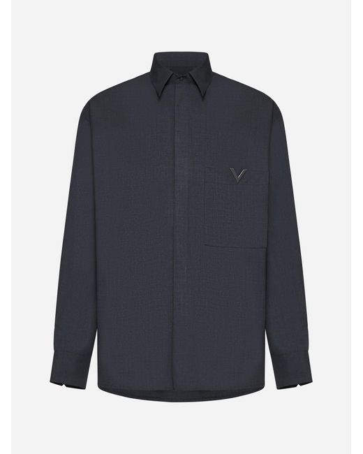 Valentino Blue Wool Shirt for men