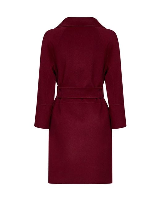 Max Mara Red Burgundy Arona Short Belted Coat