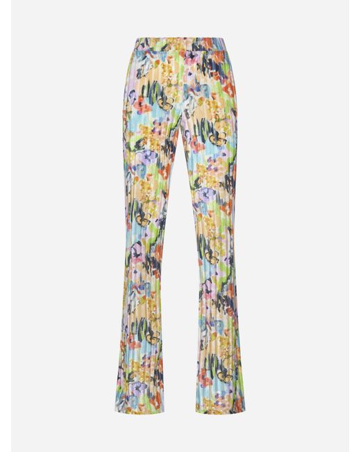 Stine Goya Metallic Andy Floral Print Pleated Trousers